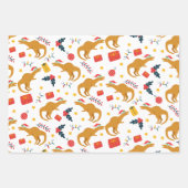 Dinosaur Weihnachtsmuster, Weiß-Weihnachtsmannmütz Geschenkpapier Set (Vorderseite 2)