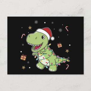 Dinosaur Weihnachtsschnee Winter T-Rex Dino Postka Postkarte