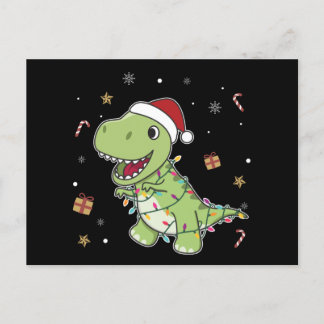 Dinosaur Weihnachtsschnee Winter T-Rex Dino Postka Postkarte
