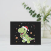 Dinosaur Weihnachtsschnee Winter T-Rex Dino Postka Postkarte (Stehend Vorderseite)