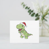 Dinosaur Weihnachtsschnee Winter T-Rex Dino Postkarte (Stehend Vorderseite)