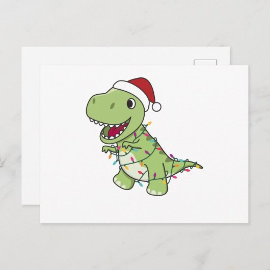 Dinosaur Weihnachtsschnee Winter T-Rex Dino Postkarte (Vorne/Hinten)