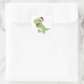 Dinosaur Weihnachtsschnee Winter T-Rex Dino Quadratischer Aufkleber (Tasche)