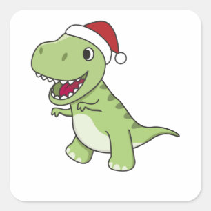 Dinosaur Weihnachtsschnee Winter T-Rex Dino Quadratischer Aufkleber