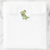 Dinosaur Weihnachtsschnee Winter T-Rex Dino Quadratischer Aufkleber (Tasche)