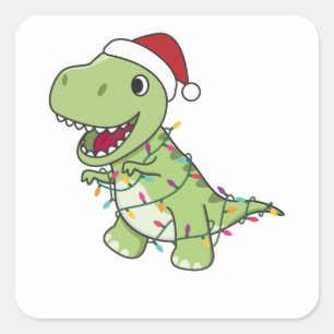 Dinosaur Weihnachtsschnee Winter T-Rex Dino Quadratischer Aufkleber
