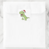Dinosaur Weihnachtsschnee Winter T-Rex Dino Quadratischer Aufkleber (Tasche)