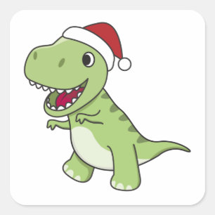 Dinosaur Weihnachtsschnee Winter T-Rex Dino Quadratischer Aufkleber