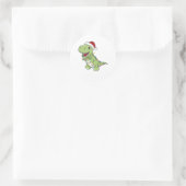 Dinosaur Weihnachtsschnee Winter T-Rex Dino Runder Aufkleber (Tasche)