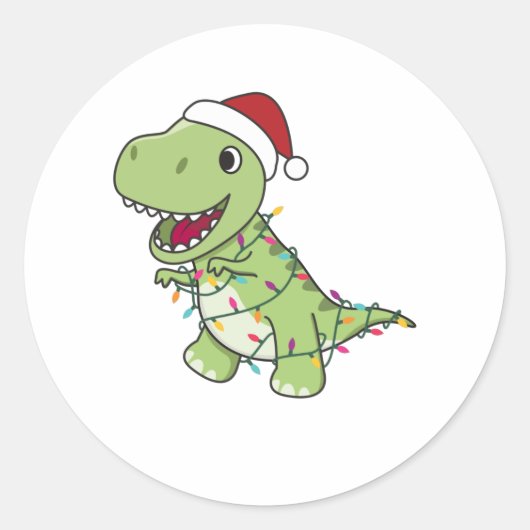 Dinosaur Weihnachtsschnee Winter T-Rex Dino Runder Aufkleber (Vorderseite)