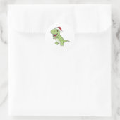 Dinosaur Weihnachtsschnee Winter T-Rex Dino Runder Aufkleber (Tasche)