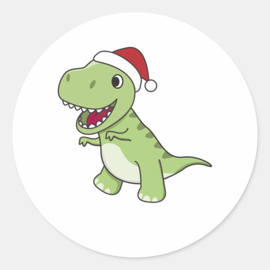 Dinosaur Weihnachtsschnee Winter T-Rex Dino Runder Aufkleber (Vorderseite)