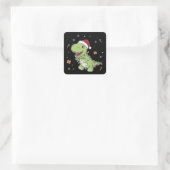 Dinosaur Weihnachtsschnee Winter T-Rex Dino Square Quadratischer Aufkleber (Tasche)