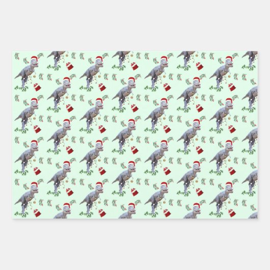 Dinosaur Weihnachtswrapping Paper Sheets Geschenkpapier Set (Vorderseite)