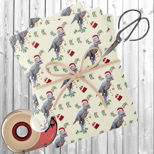 Dinosaur Weihnachtswrapping Paper Sheets Geschenkpapier Set