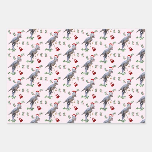 Dinosaur Weihnachtswrapping Paper Sheets Geschenkpapier Set (Vorderseite)