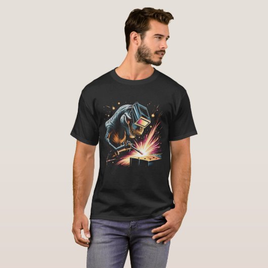 Dinosaur Welder Welding Worker Metalworking T-Shirt (Vorne ganz)