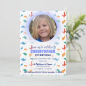 Dinosaur Whimsical Geburtstagseinladung Einladung (Stehend Vorderseite)