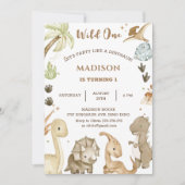 Dinosaur Wild 1. Geburtstags-Party Einladung (Vorderseite)