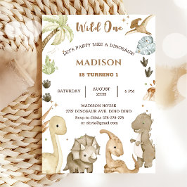 Dinosaur Wild 1. Geburtstags-Party Einladung