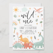 Dinosaur Wild 1. Geburtstags-Party Einladung (Vorderseite)