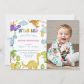 Dinosaur Wild 1. Geburtstagsfeier Party Einladung (Vorderseite)