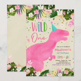 Dinosaur Wild Ein Geburtstag Pink Dinosaur Geburts Einladung