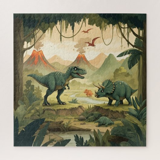 Dinosaur World T-Rex Triceratop Stegosaurus Puzzle (Vertikal)
