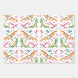 Dinosaur-Wrapapier Flachblatt-Set aus 3 Geschenkpapier Set