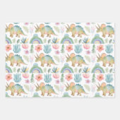 Dinosaur-Wrapapier Flachblatt-Set aus 3 Geschenkpapier Set (Vorderseite)