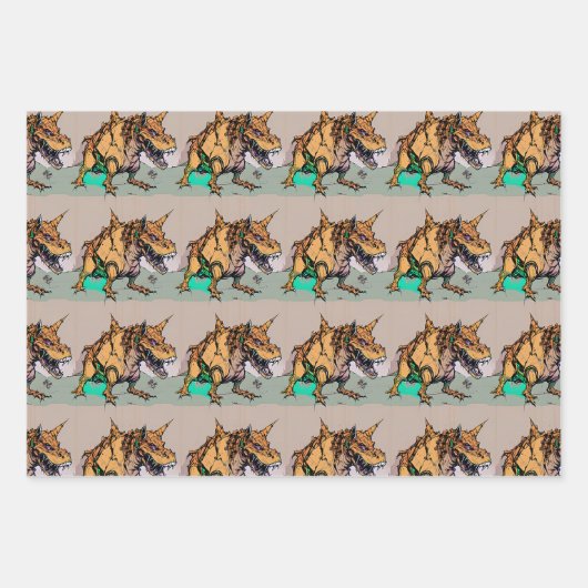 Dinosaur Wrapping Paper - Abstrakte Dino Gift Wrap Geschenkpapier Set (Vorderseite 3)
