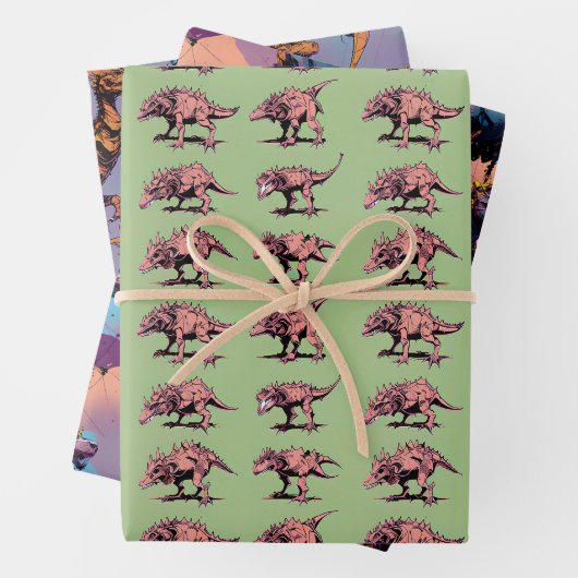 Dinosaur Wrapping Paper - Abstrakte Dinosaurier Ar Geschenkpapier Set (Beispiel)