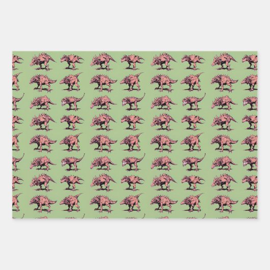 Dinosaur Wrapping Paper - Abstrakte Dinosaurier Ar Geschenkpapier Set (Vorderseite)