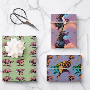 Dinosaur Wrapping Paper - Abstrakte Dinosaurier Ar Geschenkpapier Set
