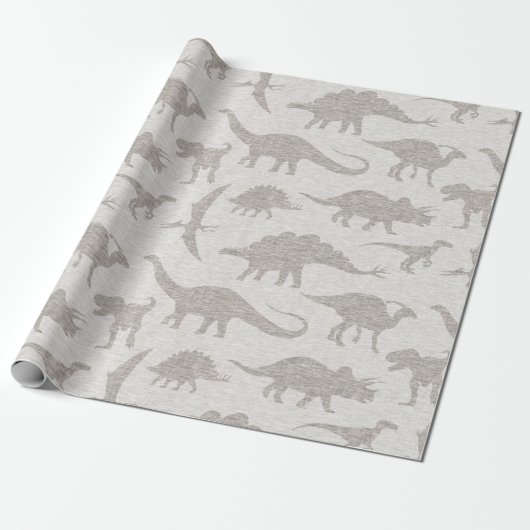 Dinosaur Wrapping Paper - Beige Geschenkpapier (Ungerollt)