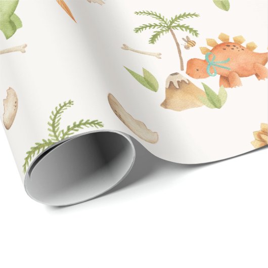 Dinosaur Wrapping Paper Boy Birthday Baby Dusche Geschenkpapier (Rolleneckpunkt)
