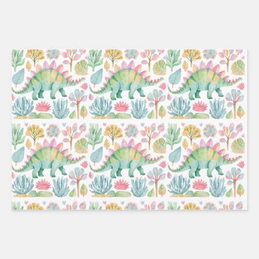 Dinosaur Wrapping Paper Flat Sheet Set of 3 Geschenkpapier Set (Vorderseite 2)
