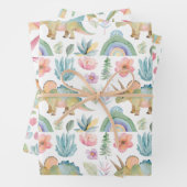 Dinosaur Wrapping Paper Flat Sheet Set of 3 Geschenkpapier Set (Beispiel)