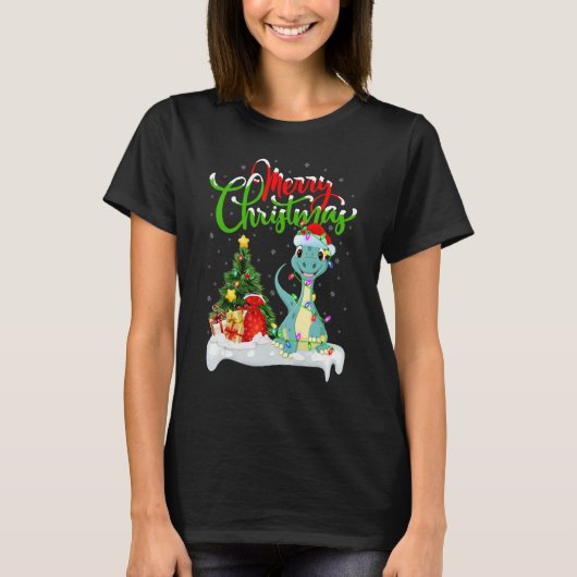 Dinosaur Xmas Decorations Santa Dinosaur Christm T-Shirt (Vorderseite)
