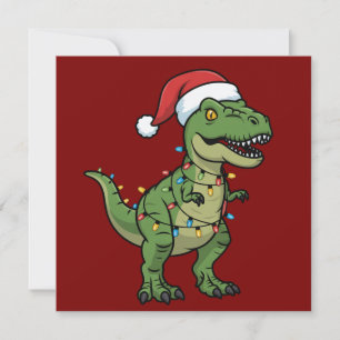 Dinosaur Xmas Lights Holiday Spirit Festivals Dino Feiertagskarte
