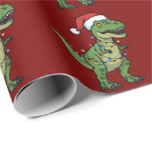 Dinosaur Xmas Lights Holiday Spirit Festivals Dino Geschenkpapier (Rolleneckpunkt)