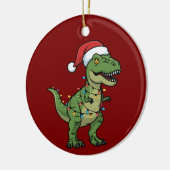 Dinosaur Xmas Lights Holiday Spirit Festivals Dino Keramik Ornament (Links)