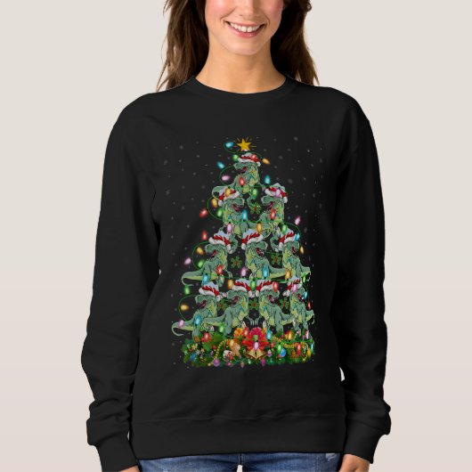 Dinosaur Xmas Lights Santa Dinosaur Christmas Tr Sweatshirt (Vorderseite)