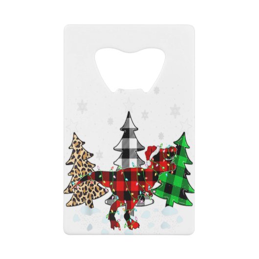 Dinosaur Xmas Tree Buffalo Kariert Trex Dinosaur C Geldbeutel Flaschenöffner (Vorderseite)