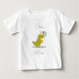 Dinosaur Yellow Green Grey Erster Geburtstag Baby T-shirt