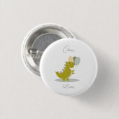Dinosaur Yellow Green Grey Erster Geburtstag Button (Vorne & Hinten)