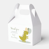 Dinosaur Yellow Green Grey Erster Geburtstag Geschenkschachtel (Rückseite)