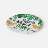 Dinosaur Young Wild Three Birthday Party Teller (Schrägansicht)