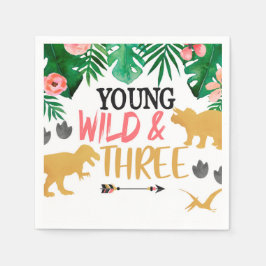 Dinosaur Young Wild Three Dritter Geburtstag Napki Serviette