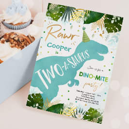 Dinosaur Zwei-A-Saurus Party Dinosaur 2. Geburtsta Einladung